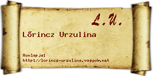 Lőrincz Urzulina névjegykártya